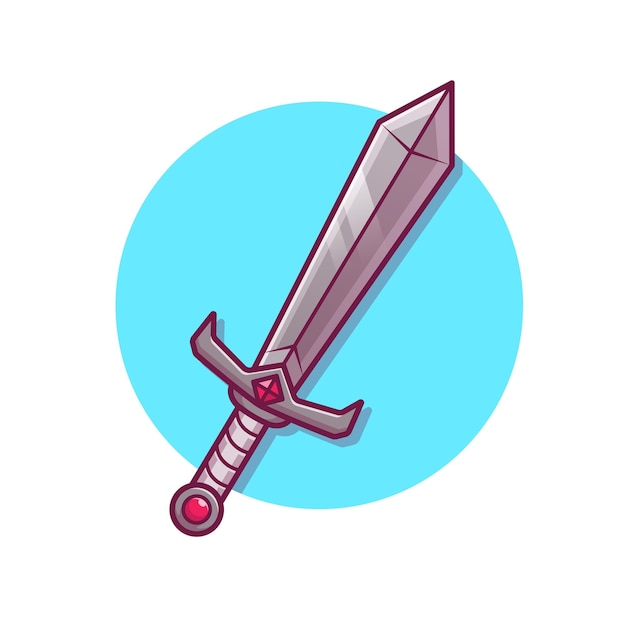 Espada Caballero Arma Cartoon Vector Icono Ilustración Arma Objeto Icono Concepto Aislado Plano