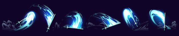 Espada de dibujos animados con sprite de animación de rastro de luz