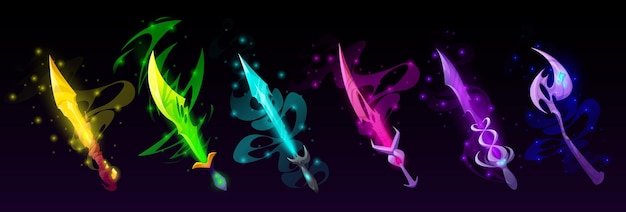 Espadas de armas mágicas hachas y cuchillos para juego.