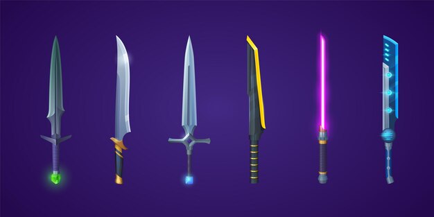 Espadas medievales y armas láser futuristas.