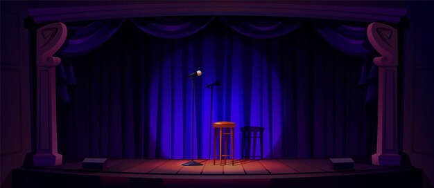 Espectáculo de comedia con fondo de vector de cortina