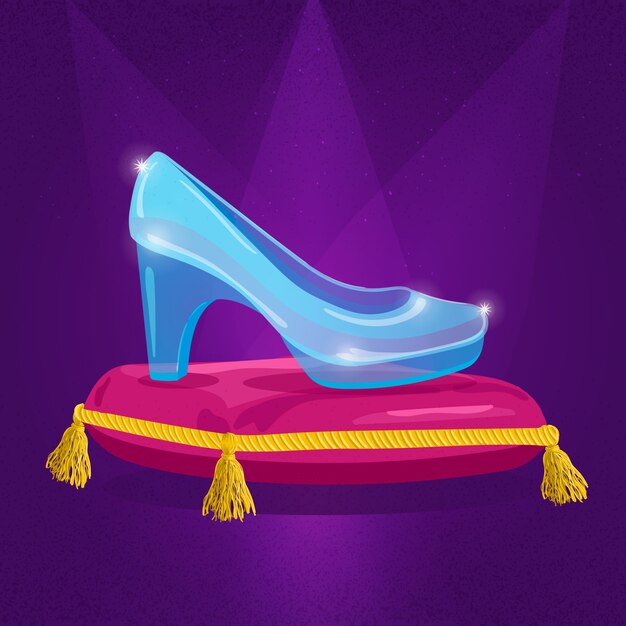 Espectáculo de cristal de Cenicienta sobre almohada real