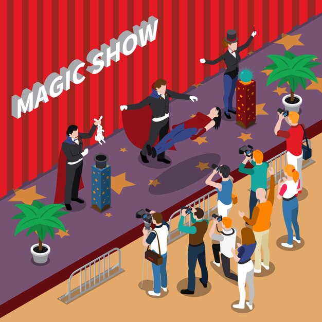 Espectáculo mágico ilustración isométrica