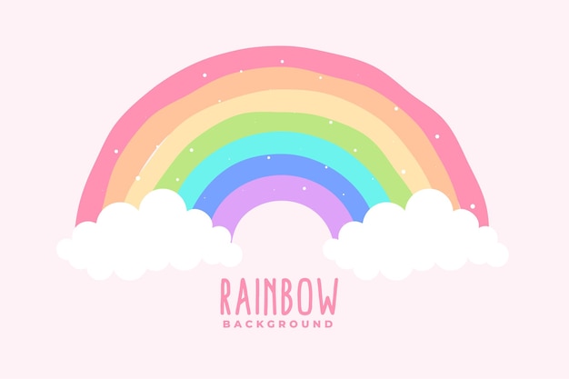 Espectro de arco iris bonito fondo rosa con diseño de nubes