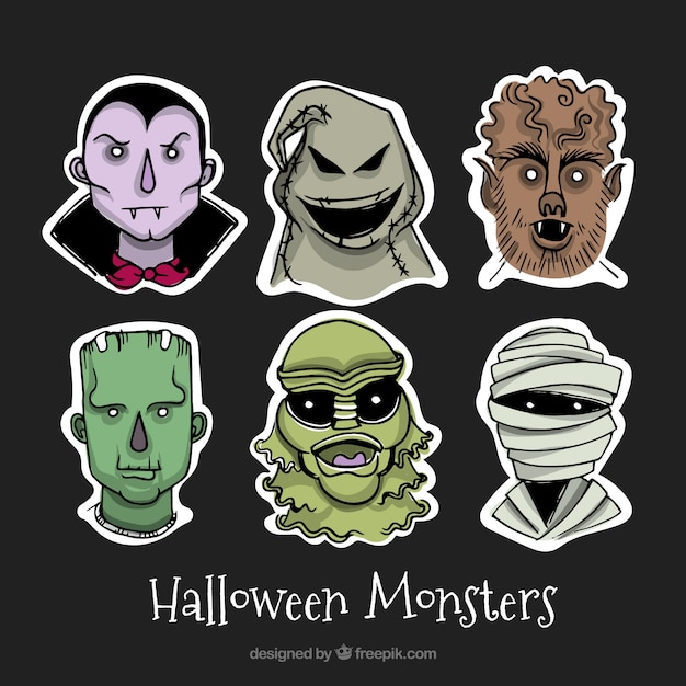 Vector gratuito espeluznante colección de monstruos de halloween