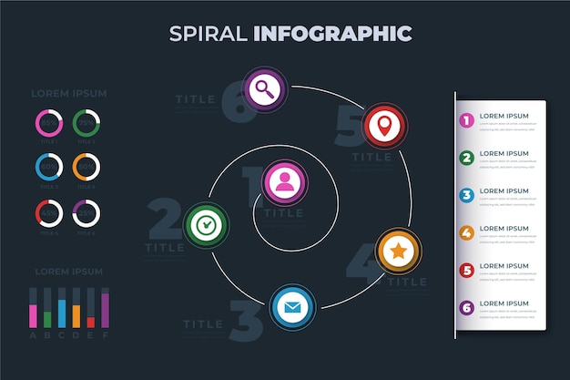 Espiral con plantilla de infografía pictogramas