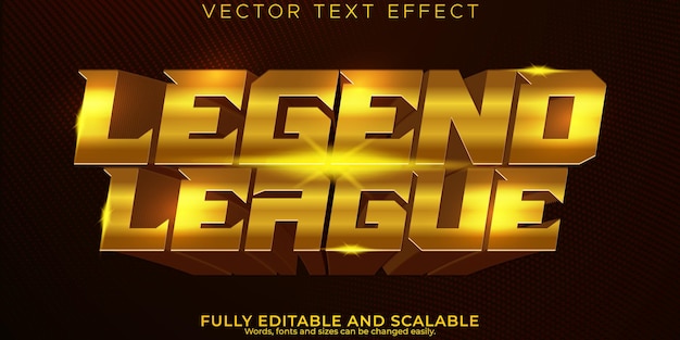 Esport leyenda efecto de texto juego editable y estilo de texto dorado