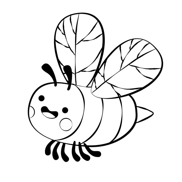 Esquema de abeja de diseño plano dibujado a mano
