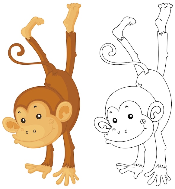 Vector gratuito esquema animal para voltear monos.
