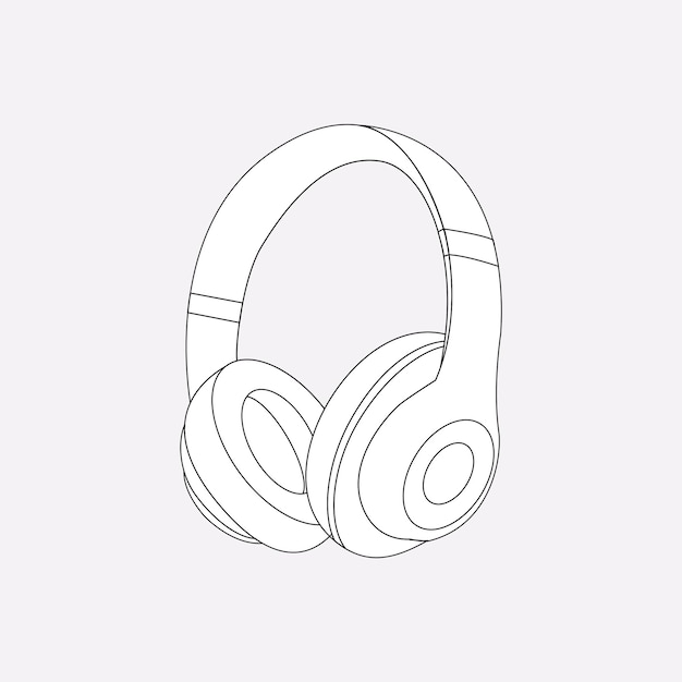 Esquema de auriculares inalámbricos, ilustración de vector de dispositivo de entretenimiento