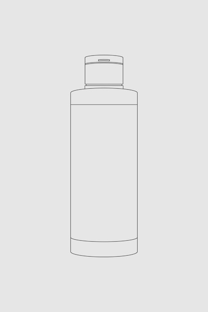 Esquema de la botella de cuidado de la piel, ilustración de vector de embalaje de productos de belleza