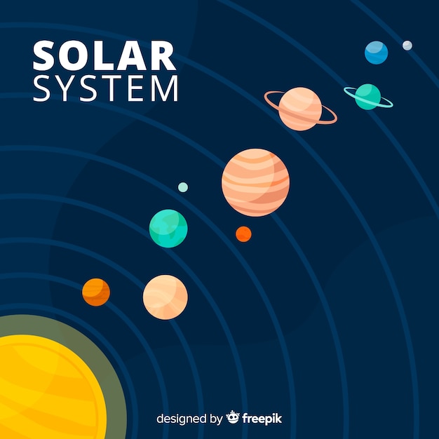 Vector gratuito esquema clásico del sistema solar con diseño plano