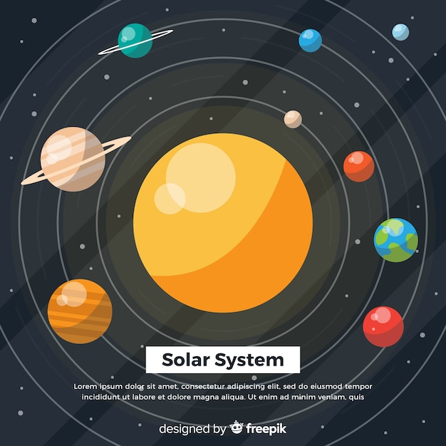 Vector gratuito esquema colorido del sistema solar con diseño plano