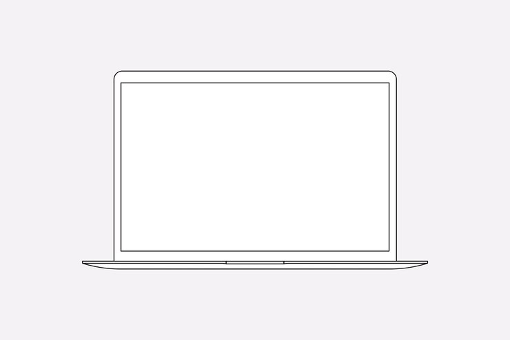 Vector gratuito esquema de la computadora portátil, ilustración de vector de dispositivo digital de pantalla en blanco