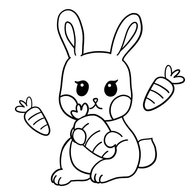 Esquema de conejito de diseño plano dibujado a mano