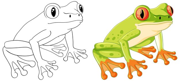 Esquema de dibujos animados de rana verde para colorear