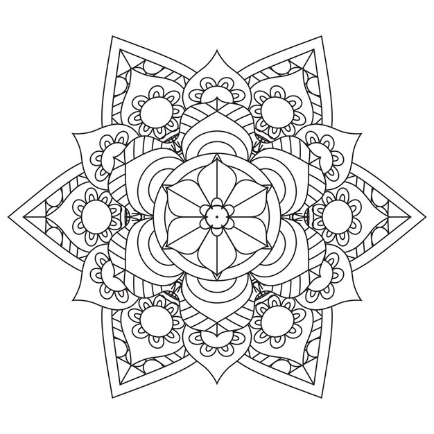 Esquema de diseño de mandala para colorear libro