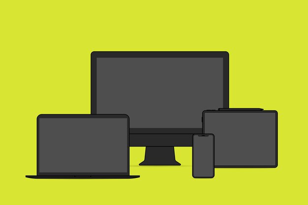 Esquema de dispositivo digital, Ilustración de vector de dispositivo digital negro
