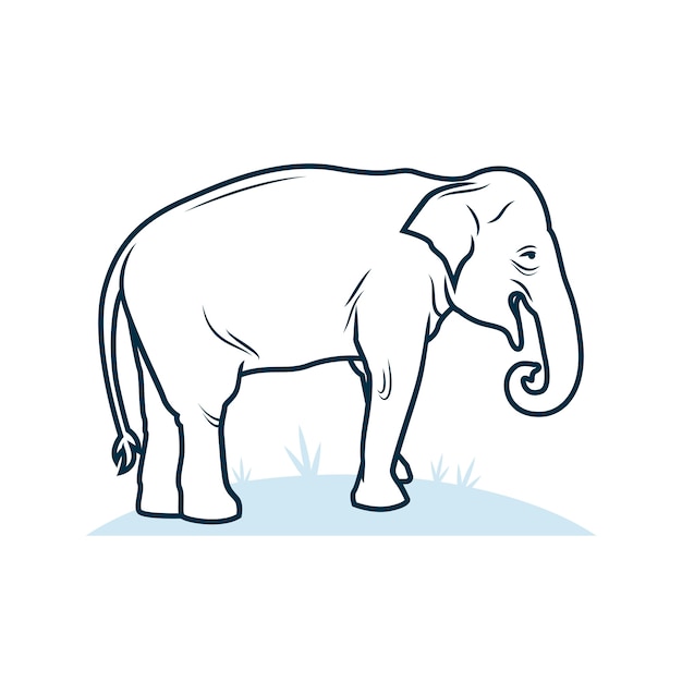 Esquema de elefante de diseño plano dibujado a mano