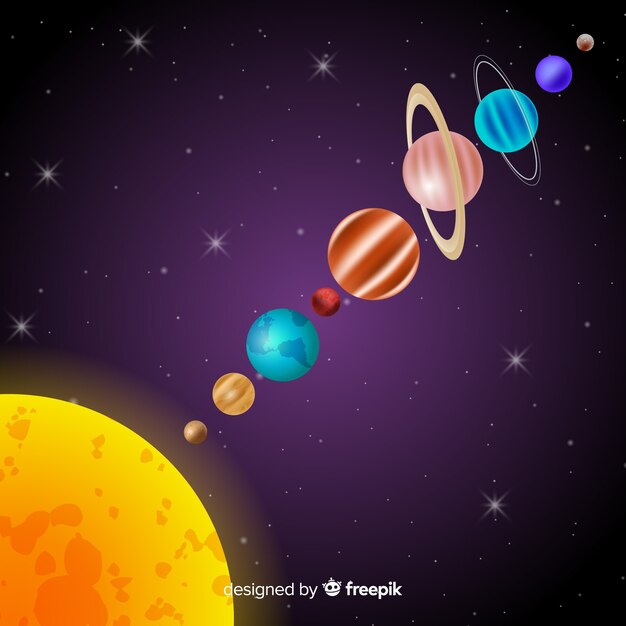 Esquema elegante del sistema solar con diseño realista