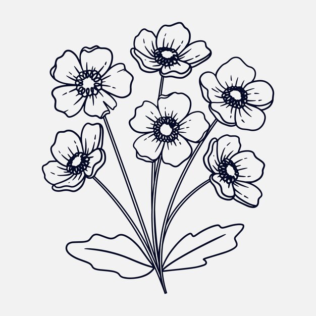 Esquema de flor simple dibujado a mano