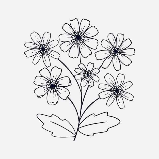 Esquema de flor simple dibujado a mano