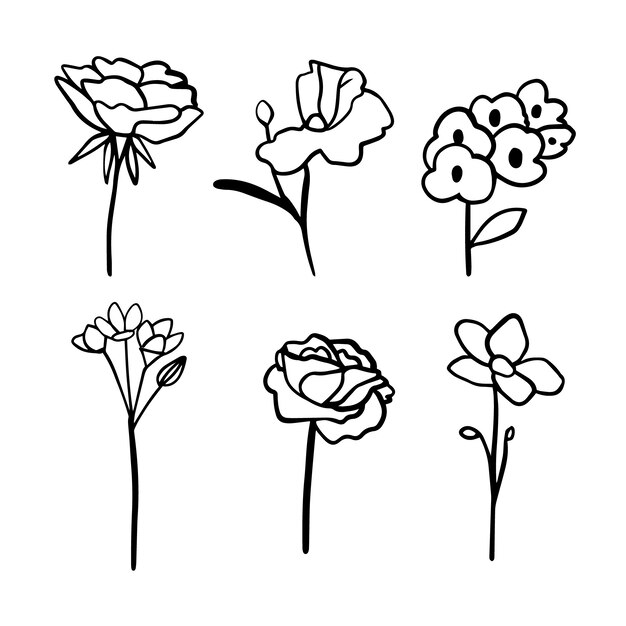 Esquema de flor simple dibujado a mano