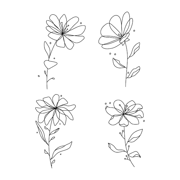 Esquema de flor simple dibujado a mano