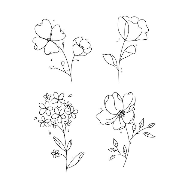 Esquema de flor simple dibujado a mano