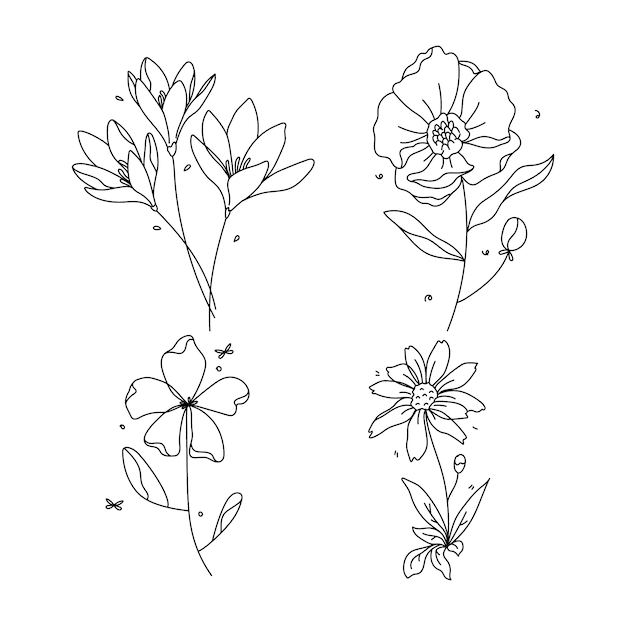 Esquema de flor simple dibujado a mano