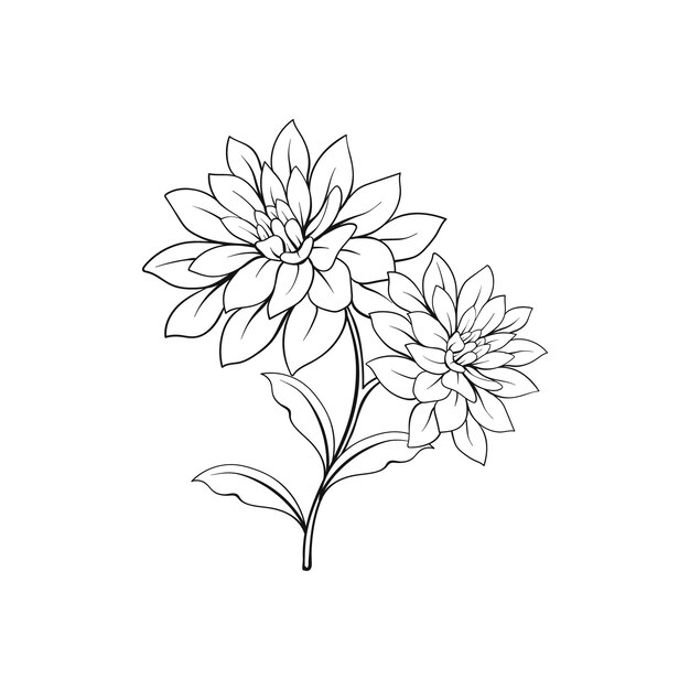 Esquema de flor simple de diseño plano dibujado a mano