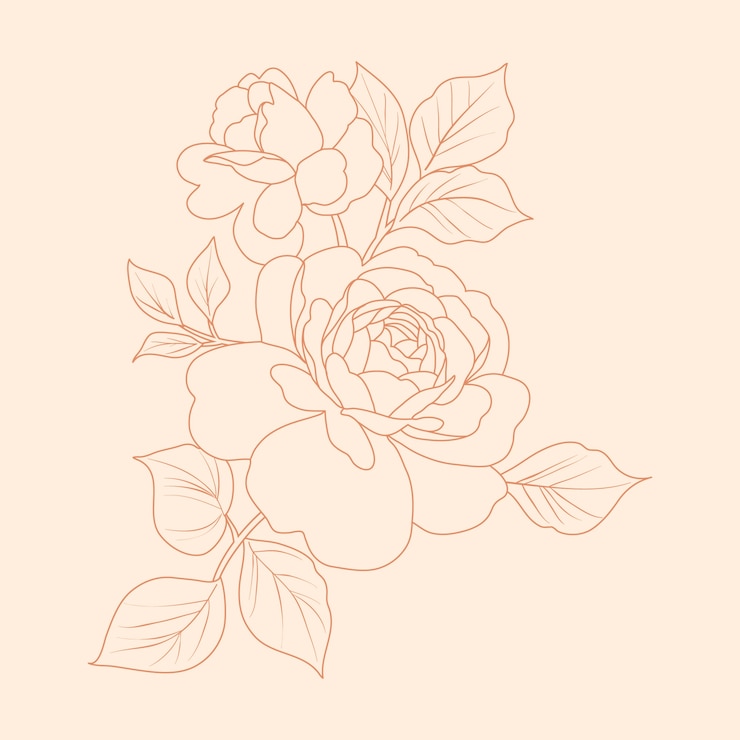 Vector gratuito esquema de flor simple de diseño plano dibujado a mano