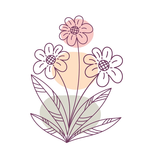 Esquema de flor simple de diseño plano dibujado a mano