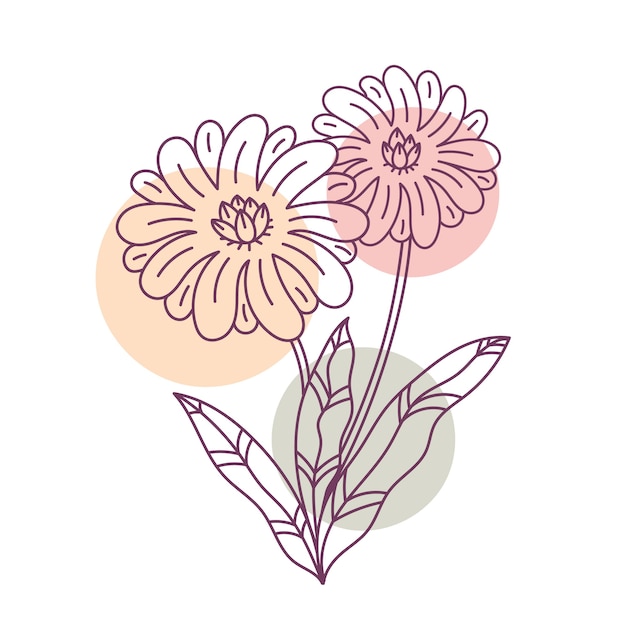 Esquema de flor simple de diseño plano dibujado a mano
