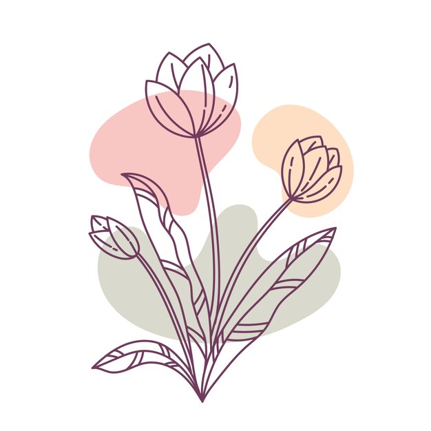 Esquema de flor simple de diseño plano dibujado a mano