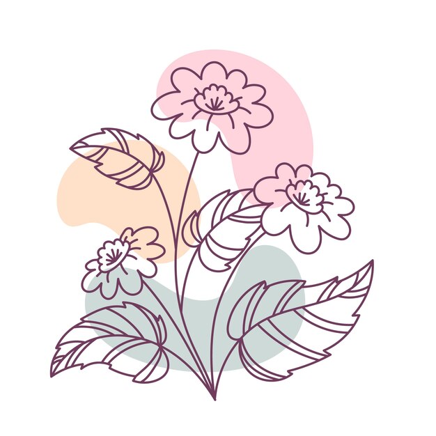 Esquema de flor simple de diseño plano dibujado a mano