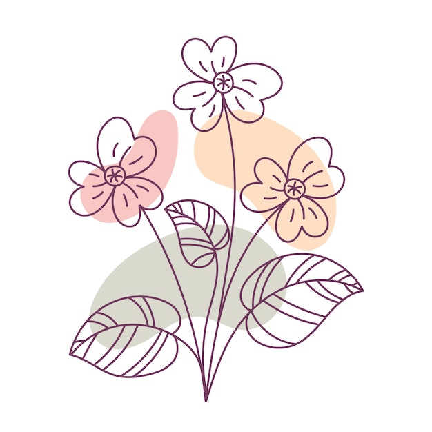 Esquema de flor simple de diseño plano dibujado a mano