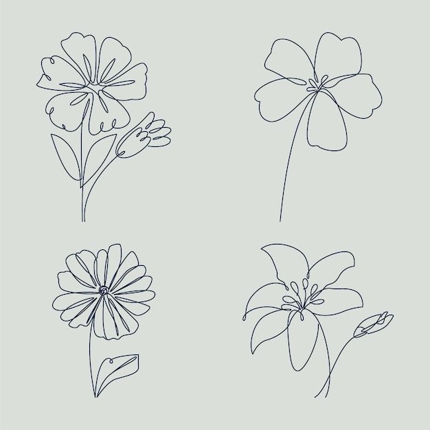 Vector gratuito esquema de flor simple de diseño plano