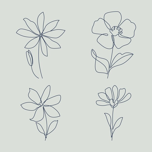 Esquema de flor simple de diseño plano