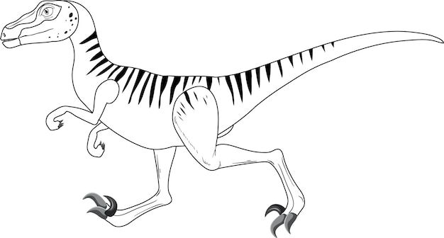 Esquema de garabato de dinosaurio Velociraptor sobre fondo blanco