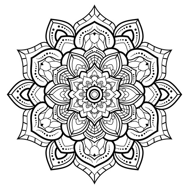 Diseno De Mandala En Blanco Y Negro Con Adorno Vector Premium