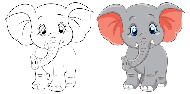 Esquema de página para colorear de elefante lindo
