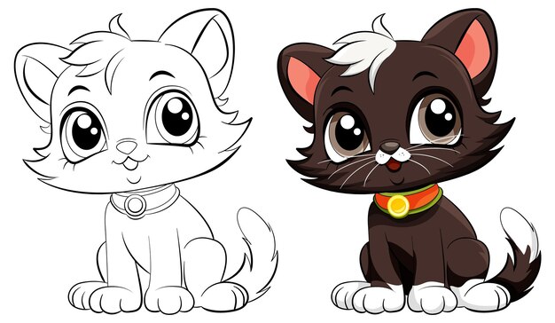 Esquema de página para colorear de lindo gato