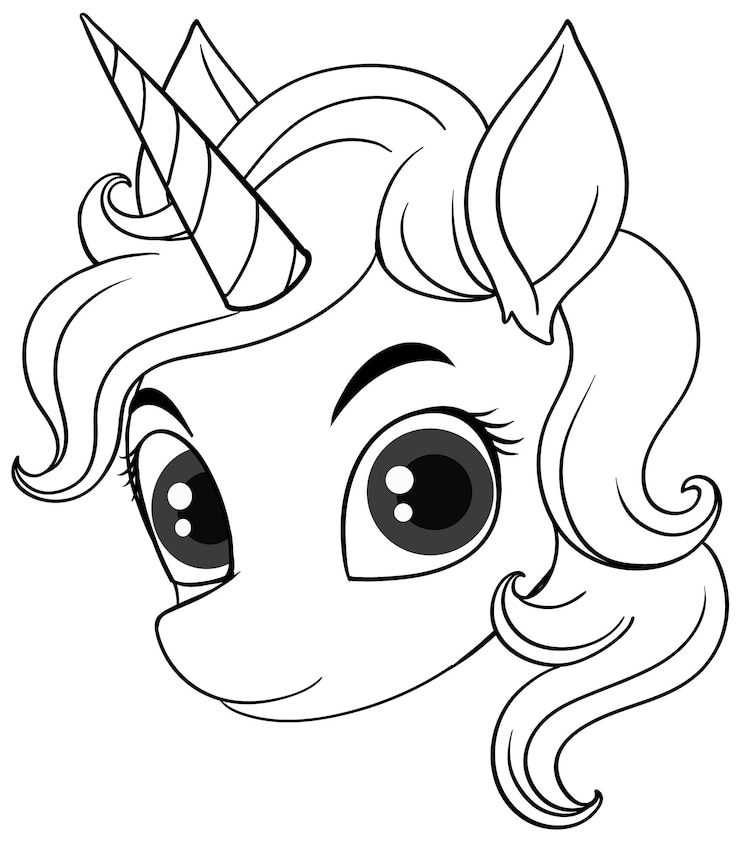 Vector gratuito esquema de página para colorear de lindo unicornio