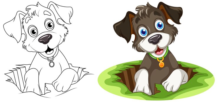Vector gratuito esquema de página para colorear de perro lindo
