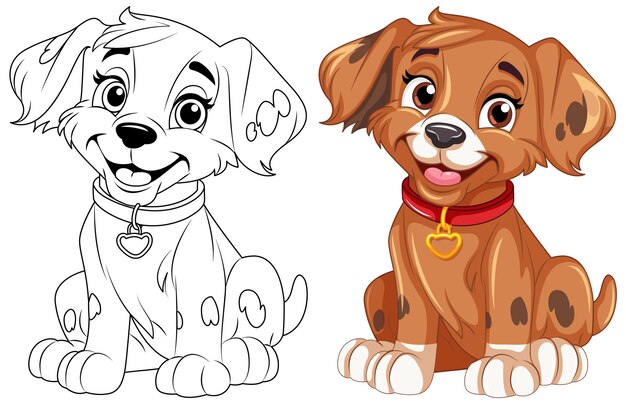 Esquema de página para colorear de perro lindo
