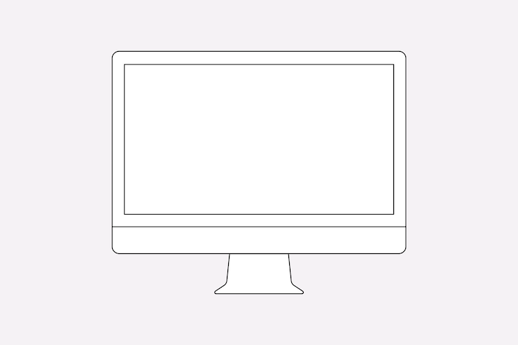 Vector gratuito esquema de la pantalla de imac, ilustración de vector de dispositivo digital de pantalla en blanco
