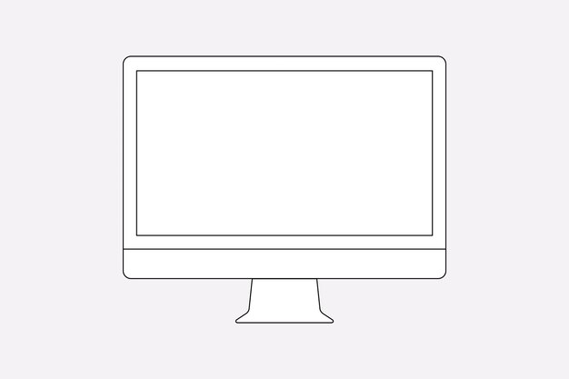 Esquema de la pantalla de iMac, ilustración de vector de dispositivo digital de pantalla en blanco