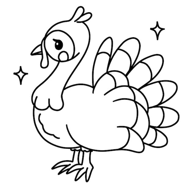 Esquema de pavo de diseño plano dibujado a mano