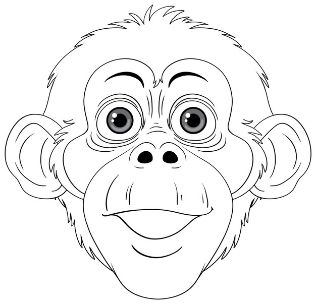 Esquema de personaje de dibujos animados de chimpancé para colorear